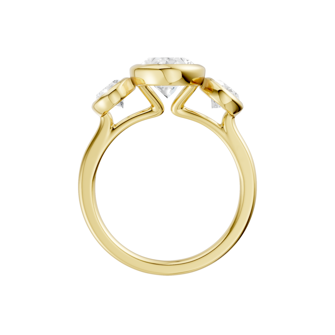 Bezel-Set 3 Stone Ring (Oval) in 14K Yellow Gold – Silvadi Jewelry Aurora CO