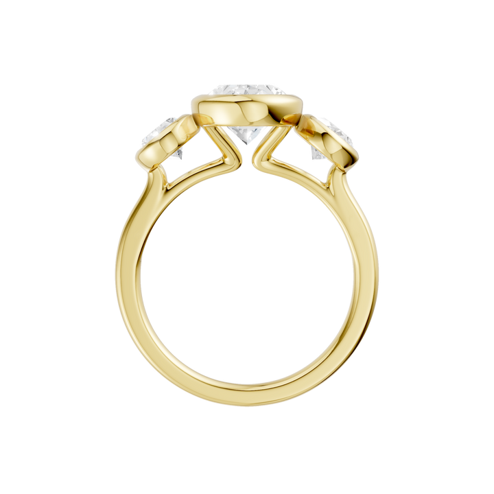 Bezel-Set 3 Stone Ring (Oval) in 14K Yellow Gold – Silvadi Jewelry Aurora CO