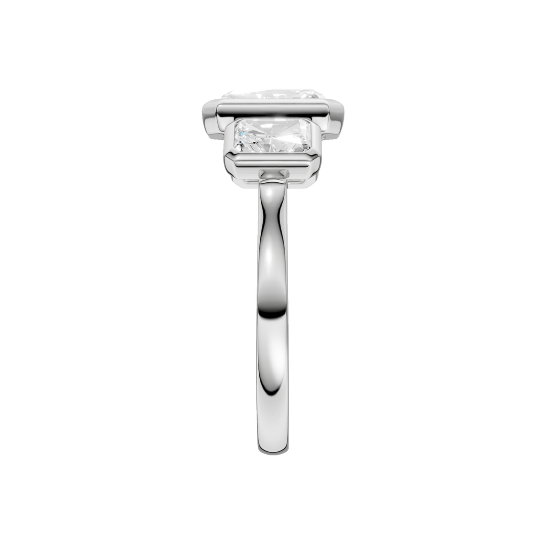 Bezel-Set 3 Stone Ring (Radiant Cut) in 14K White Gold – Silvadi Jewelry Aurora CO