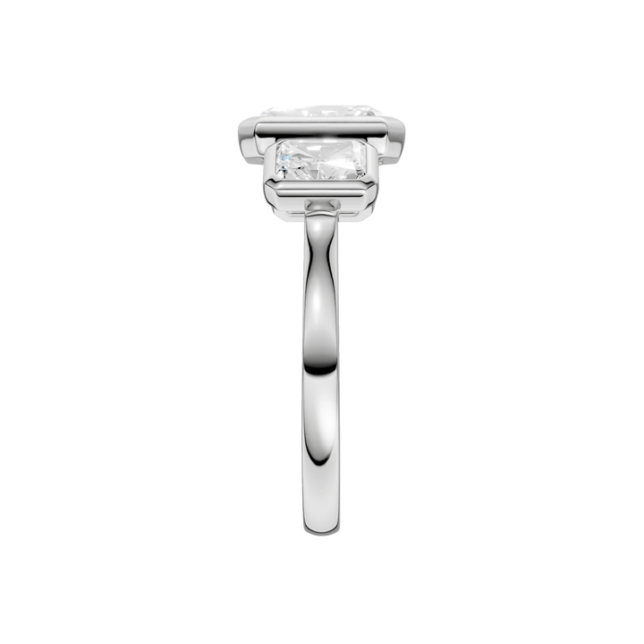 Bezel-Set 3 Stone Ring (Radiant Cut) in 14K White Gold – Silvadi Jewelry Aurora CO