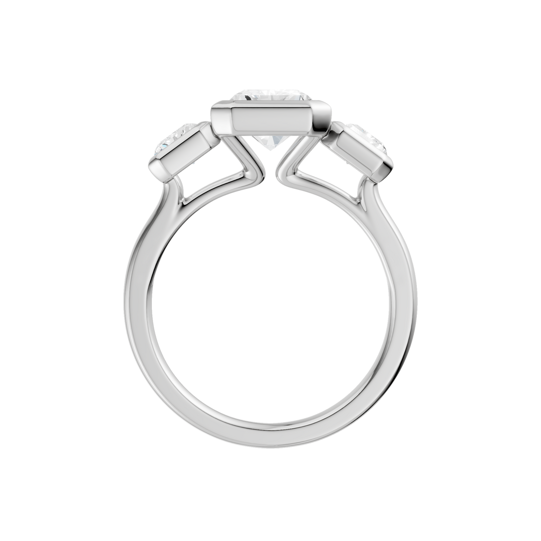 Bezel-Set 3 Stone Ring (Radiant Cut) in 14K White Gold – Silvadi Jewelry Aurora CO