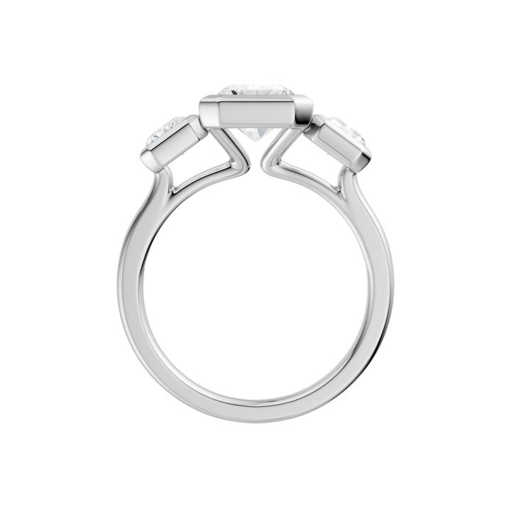 Bezel-Set 3 Stone Ring (Radiant Cut) in 14K White Gold – Silvadi Jewelry Aurora CO
