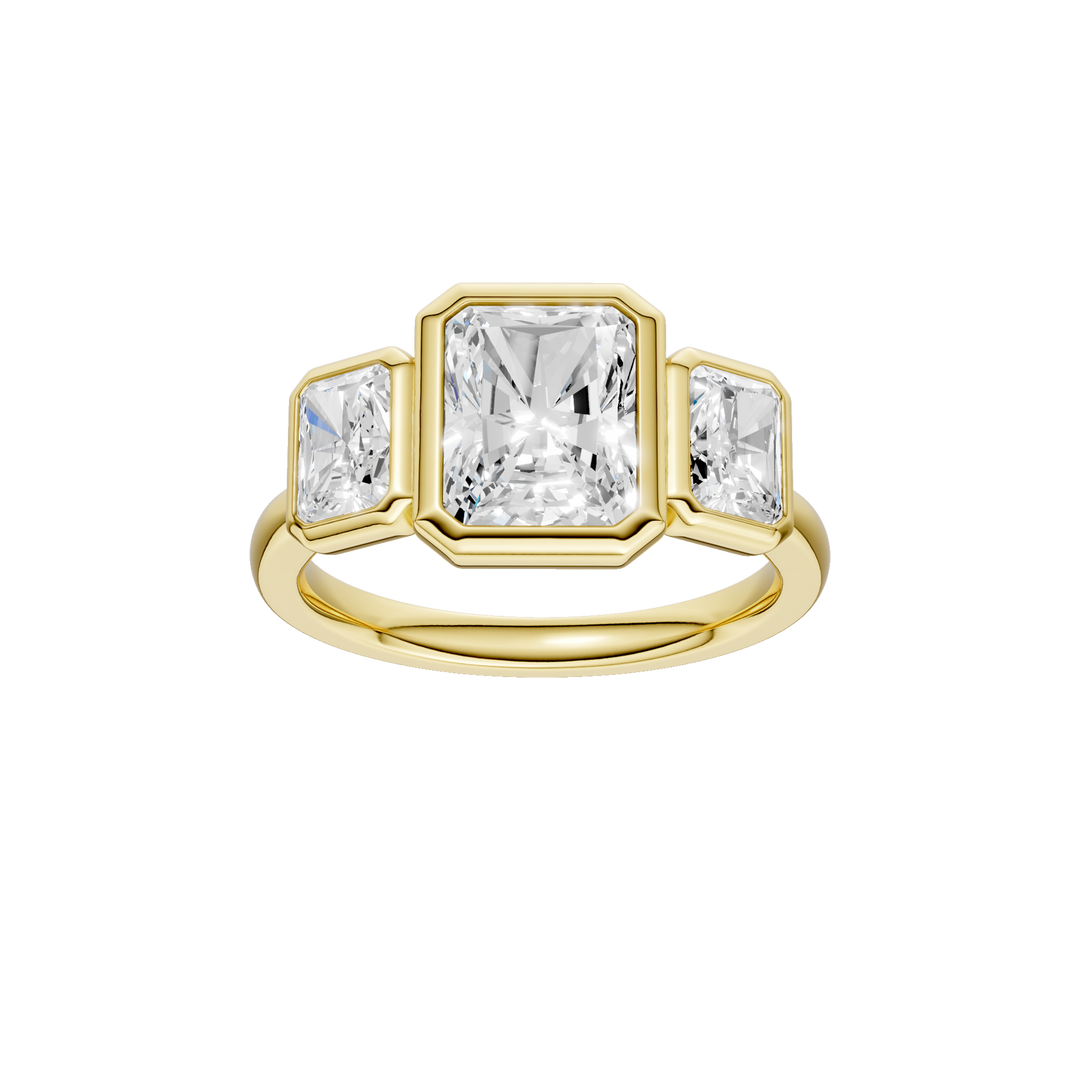 Bezel-Set 3 Stone Ring (Radiant Cut) in 14K Yellow Gold – Silvadi Jewelry Aurora CO