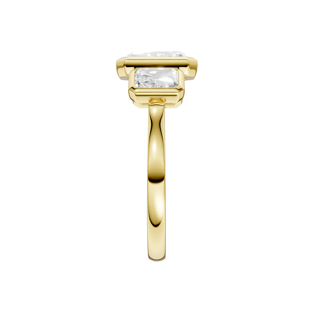 Bezel-Set 3 Stone Ring (Radiant Cut) in 14K Yellow Gold – Silvadi Jewelry Aurora CO