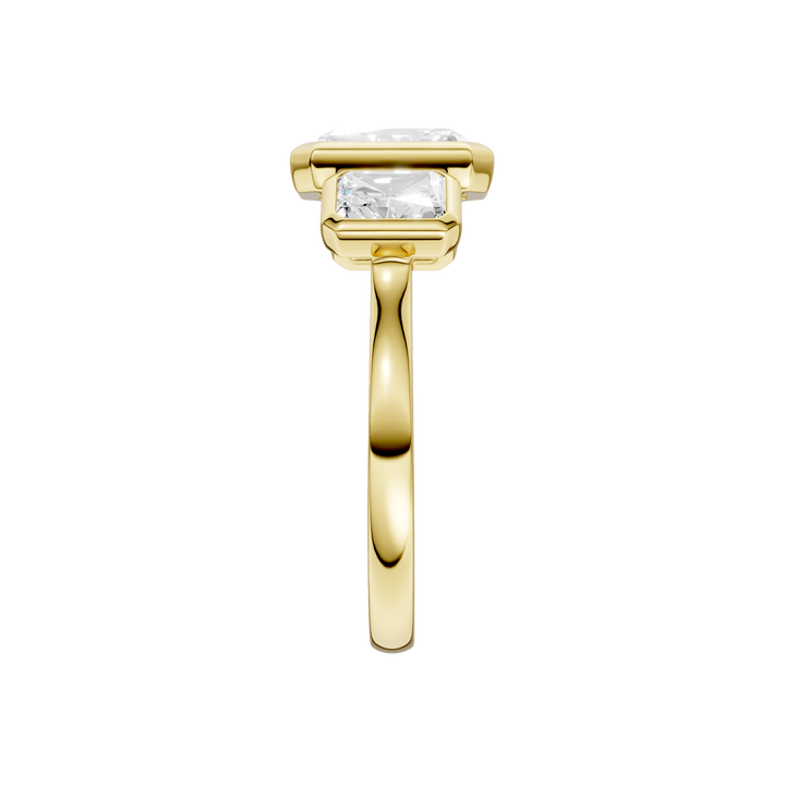 Bezel-Set 3 Stone Ring (Radiant Cut) in 14K Yellow Gold – Silvadi Jewelry Aurora CO