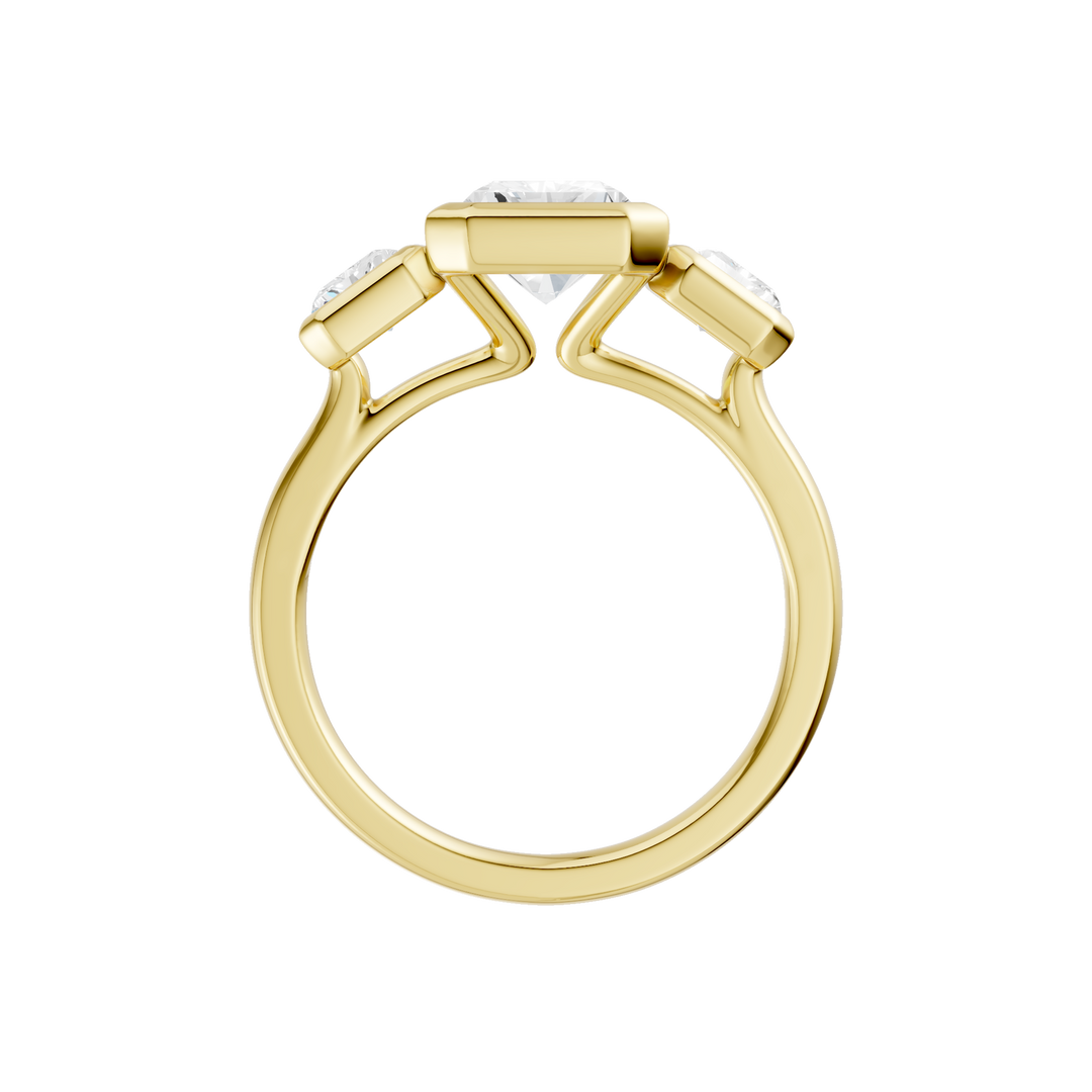 Bezel-Set 3 Stone Ring (Radiant Cut) in 14K Yellow Gold – Silvadi Jewelry Aurora CO