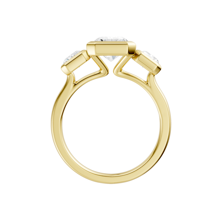 Bezel-Set 3 Stone Ring (Radiant Cut) in 14K Yellow Gold – Silvadi Jewelry Aurora CO