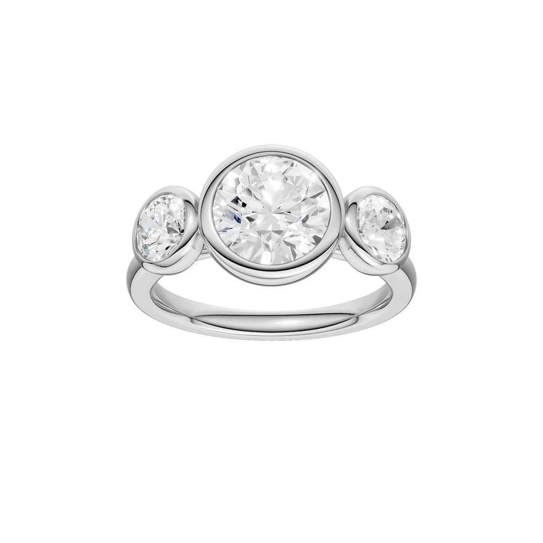 Bezel-Set 3 Stone Ring (Round) in 14K White Gold – Silvadi Jewelry Aurora CO