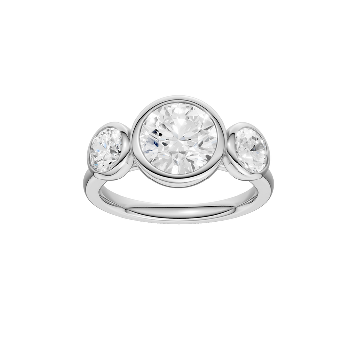 Bezel-Set 3 Stone Ring (Round) in 14K White Gold – Silvadi Jewelry Aurora CO