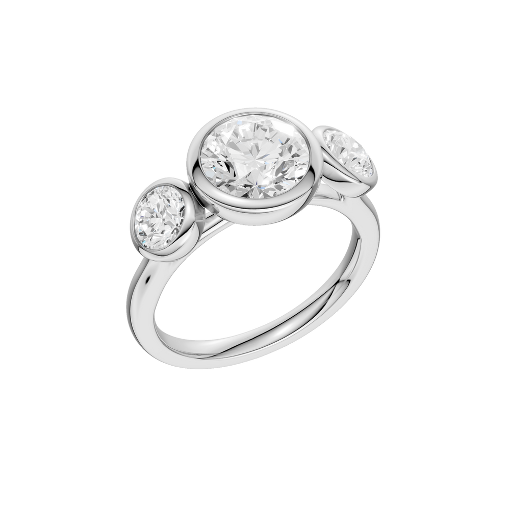Bezel-Set 3 Stone Ring (Round) in 14K White Gold – Silvadi Jewelry Aurora CO
