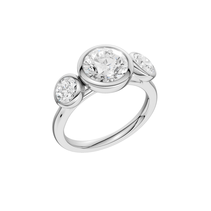 Bezel-Set 3 Stone Ring (Round) in 14K White Gold – Silvadi Jewelry Aurora CO