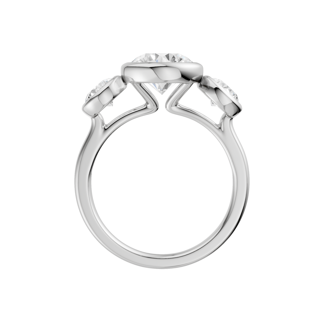 Bezel-Set 3 Stone Ring (Round) in 14K White Gold – Silvadi Jewelry Aurora CO