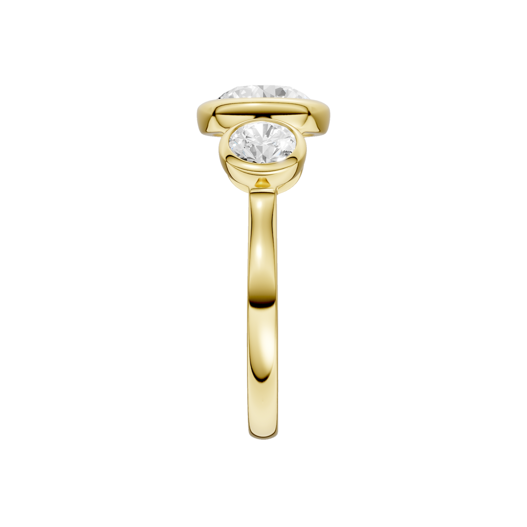 Bezel-Set 3 Stone Ring (Round) in 14K Yellow Gold – Silvadi Jewelry Aurora CO