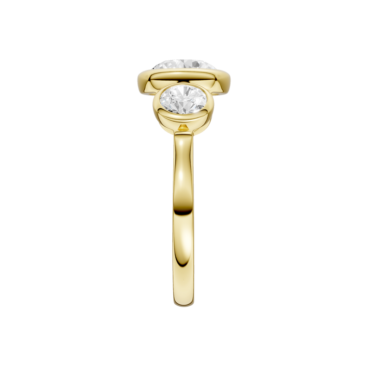 Bezel-Set 3 Stone Ring (Round) in 14K Yellow Gold – Silvadi Jewelry Aurora CO