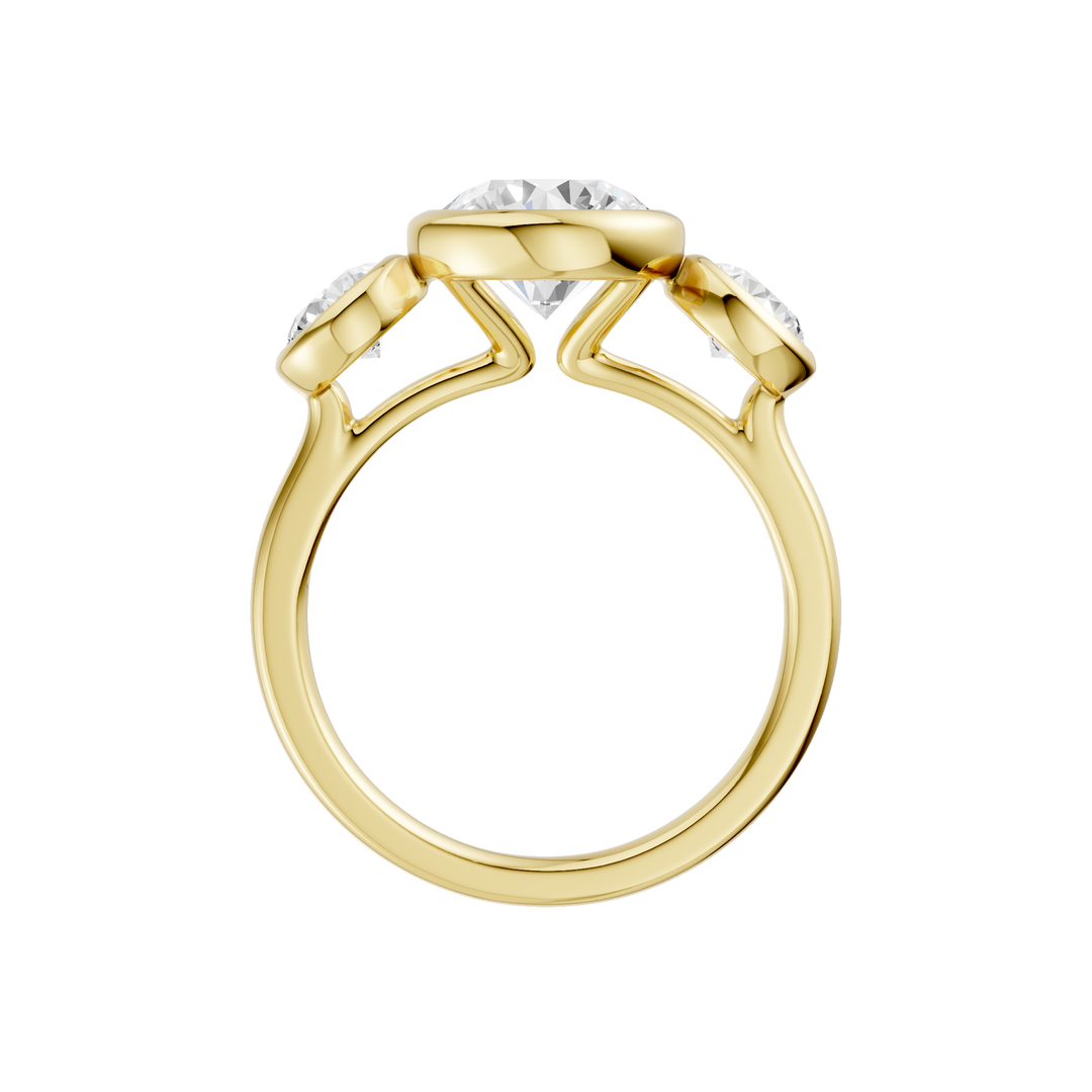 Bezel-Set 3 Stone Ring (Round) in 14K Yellow Gold – Silvadi Jewelry Aurora CO