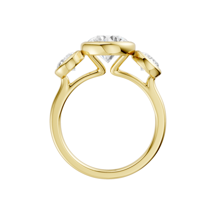 Bezel-Set 3 Stone Ring (Round) in 14K Yellow Gold – Silvadi Jewelry Aurora CO