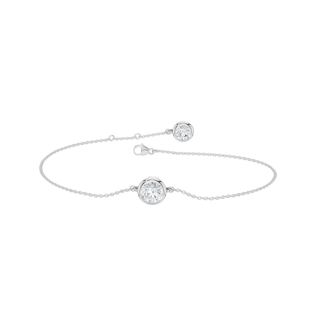 Bezel-Set Solitaire Bracelet (Round) in 14K White Gold – Silvadi Jewelry Aurora CO