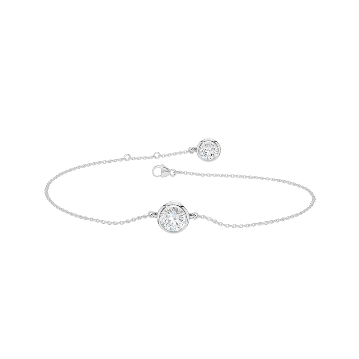 Bezel-Set Solitaire Bracelet (Round) in 14K White Gold – Silvadi Jewelry Aurora CO