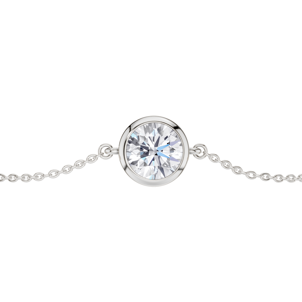 Bezel-Set Solitaire Bracelet (Round) in 14K White Gold – Silvadi Jewelry Aurora CO