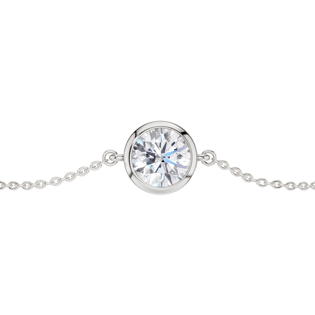 Bezel-Set Solitaire Bracelet (Round) in 14K White Gold – Silvadi Jewelry Aurora CO