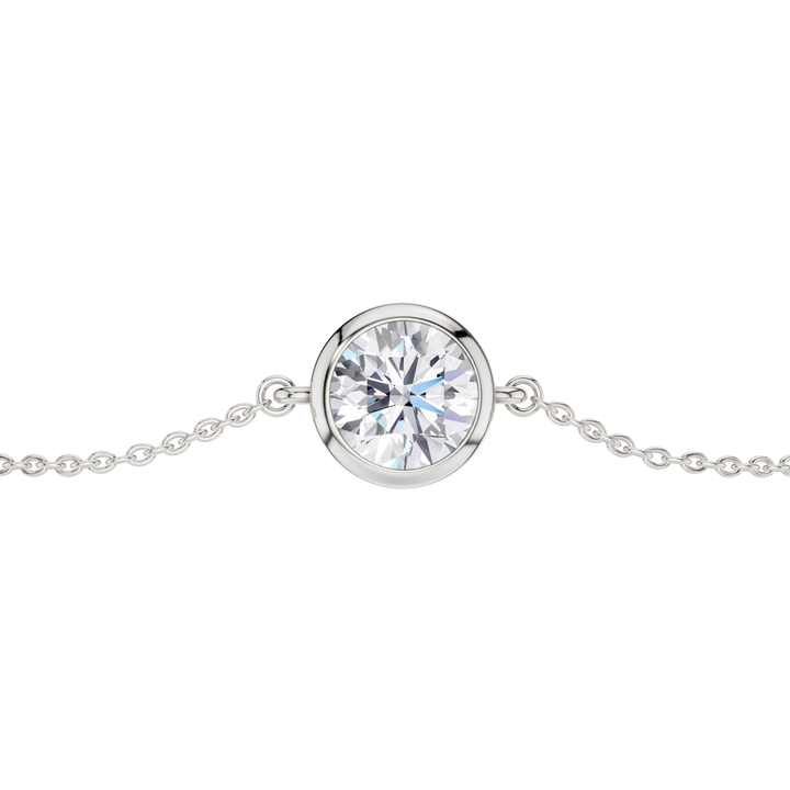 Bezel-Set Solitaire Bracelet (Round) in 14K White Gold – Silvadi Jewelry Aurora CO