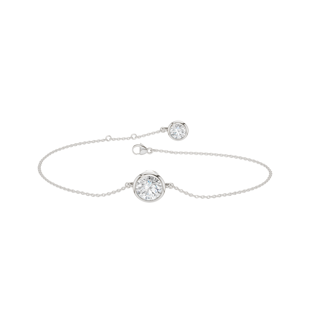 Bezel-Set Solitaire Bracelet (Round) in 14K White Gold – Silvadi Jewelry Aurora CO