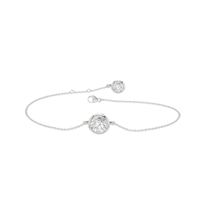 Bezel-Set Solitaire Bracelet (Round) in 14K White Gold – Silvadi Jewelry Aurora CO