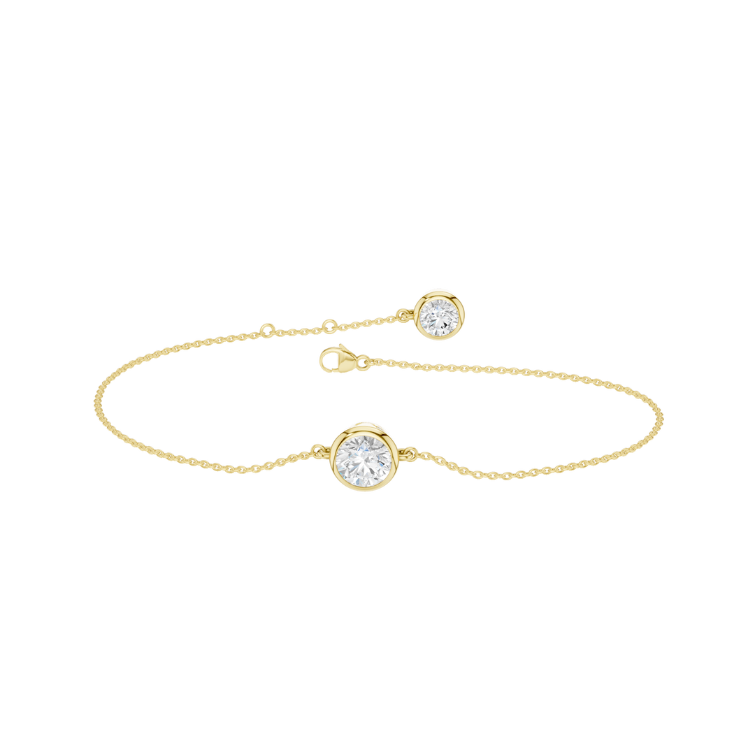 Bezel-Set Solitaire Bracelet (Round) in 14K Yellow Gold – Silvadi Jewelry Aurora CO