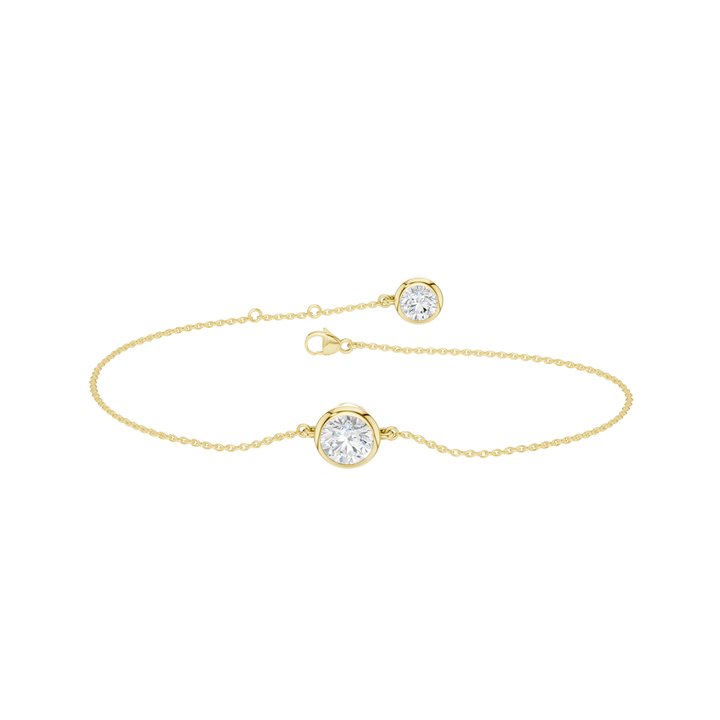 Bezel-Set Solitaire Bracelet (Round) in 14K Yellow Gold – Silvadi Jewelry Aurora CO
