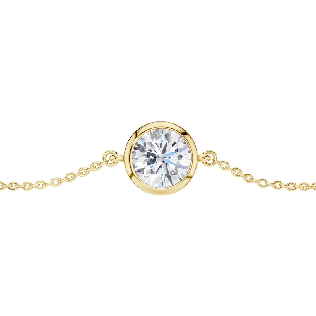 Bezel-Set Solitaire Bracelet (Round) in 14K Yellow Gold – Silvadi Jewelry Aurora CO
