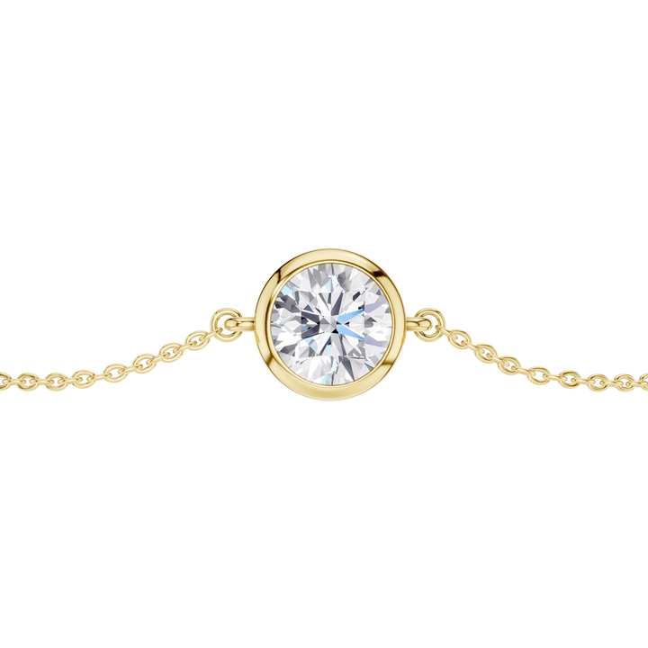 Bezel-Set Solitaire Bracelet (Round) in 14K Yellow Gold – Silvadi Jewelry Aurora CO