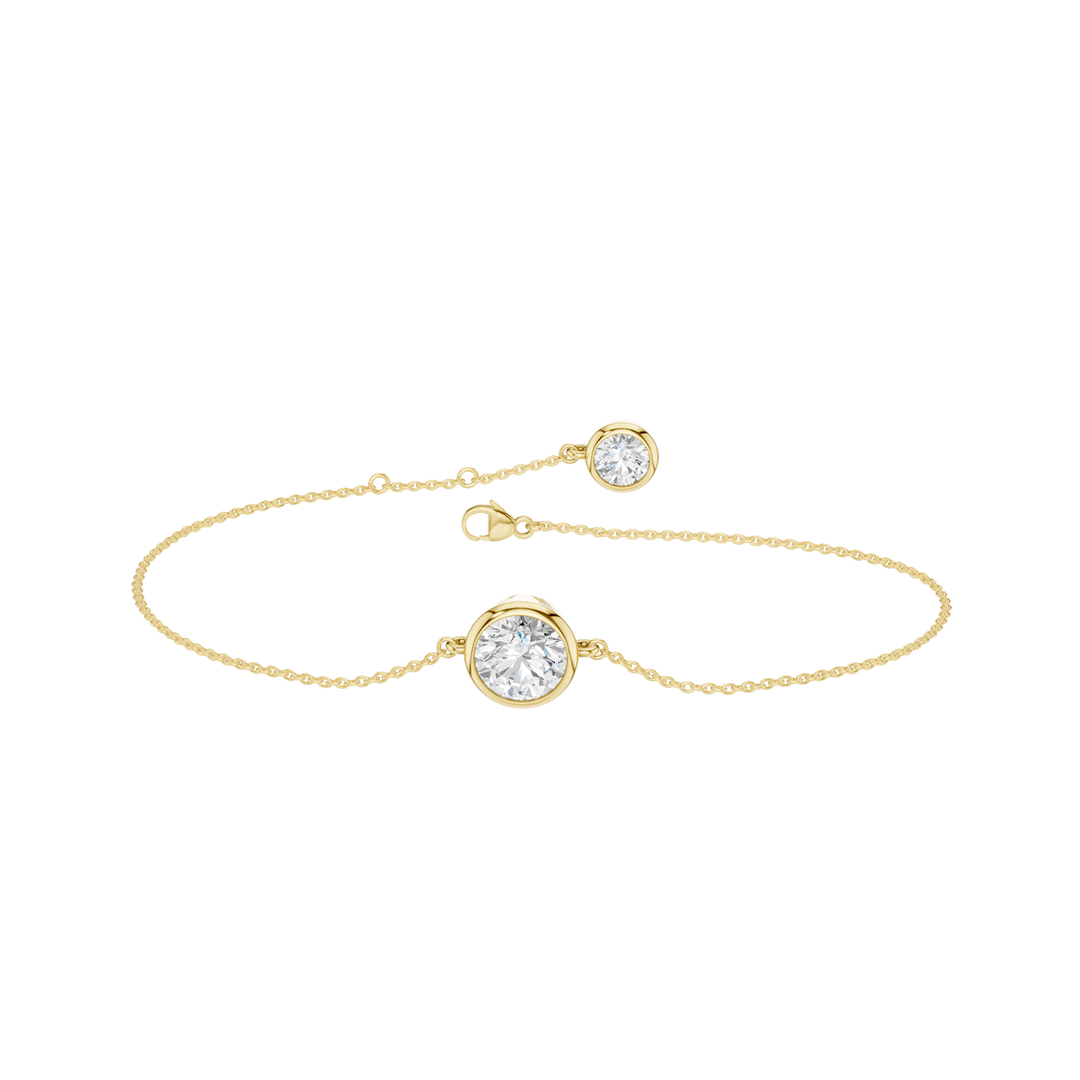 Bezel-Set Solitaire Bracelet (Round) in 14K Yellow Gold – Silvadi Jewelry Aurora CO