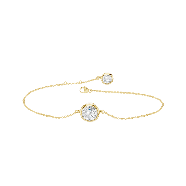 Bezel-Set Solitaire Bracelet (Round) in 14K Yellow Gold – Silvadi Jewelry Aurora CO