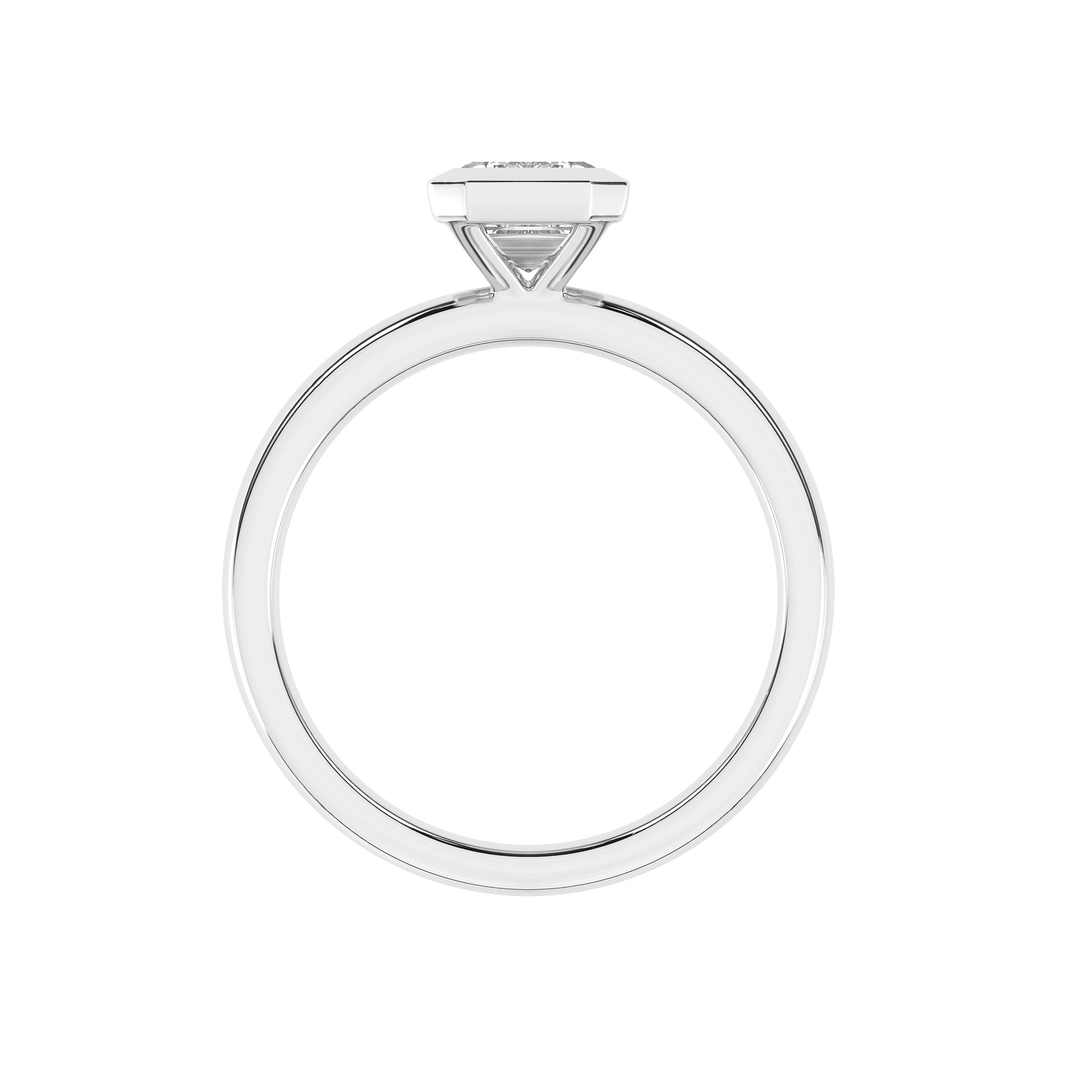Bezel-Set Solitaire Ring (Emerald) in 14K White Gold – Silvadi Jewelry Aurora CO