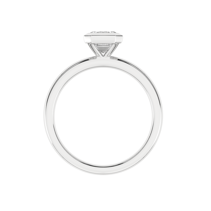 Bezel-Set Solitaire Ring (Emerald) in 14K White Gold – Silvadi Jewelry Aurora CO