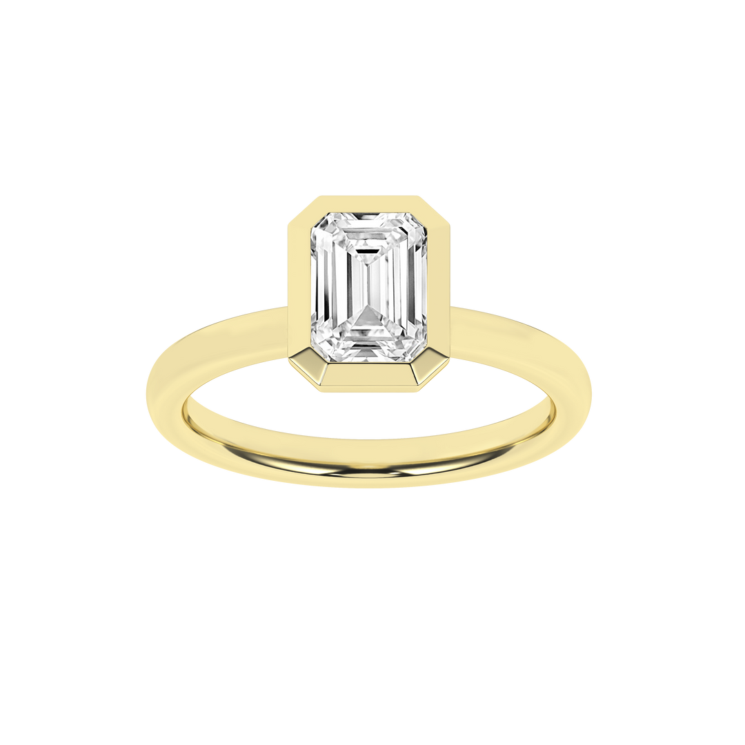 Bezel-Set Solitaire Ring (Emerald) in 14K Yellow Gold – Silvadi Jewelry Aurora CO