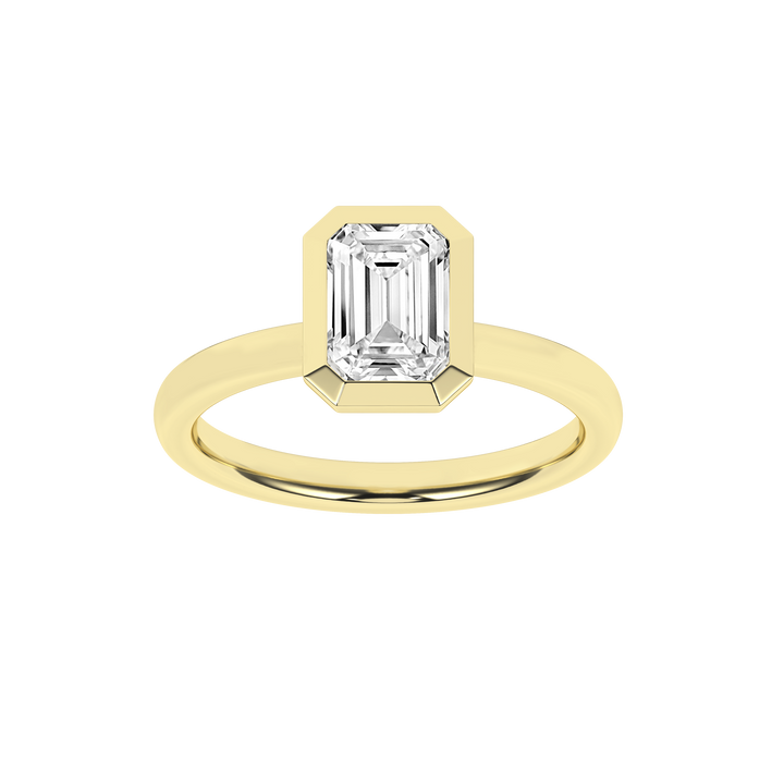 Bezel-Set Solitaire Ring (Emerald) in 14K Yellow Gold – Silvadi Jewelry Aurora CO