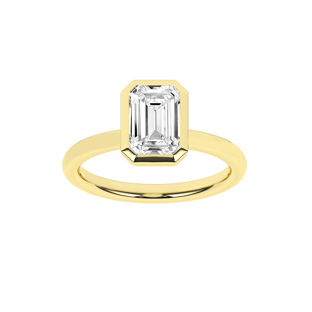 Bezel-Set Solitaire Ring (Emerald) in 14K Yellow Gold – Silvadi Jewelry Aurora CO