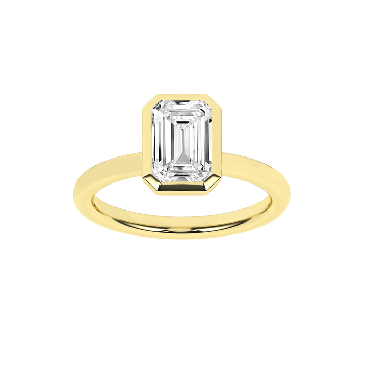 Bezel-Set Solitaire Ring (Emerald) in 14K Yellow Gold – Silvadi Jewelry Aurora CO