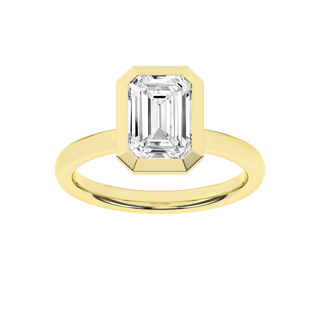 Bezel-Set Solitaire Ring (Emerald) in 14K Yellow Gold – Silvadi Jewelry Aurora CO