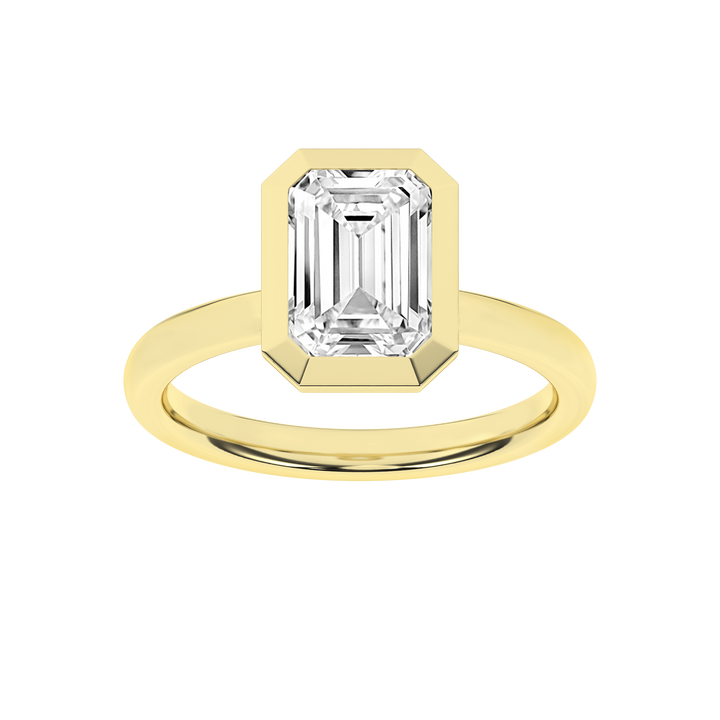 Bezel-Set Solitaire Ring (Emerald) in 14K Yellow Gold – Silvadi Jewelry Aurora CO