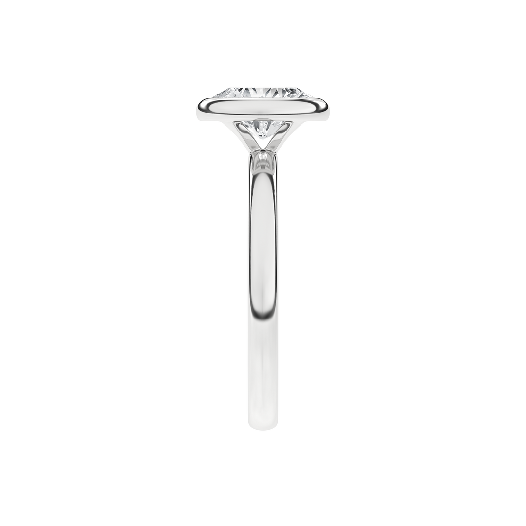 Bezel-Set Solitaire Ring (Oval) in 14K White Gold – Silvadi Jewelry Aurora CO
