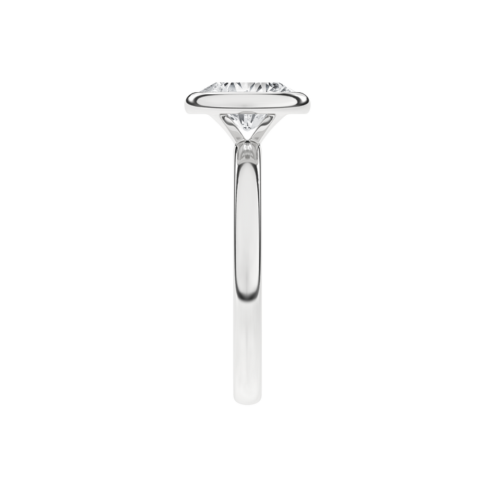 Bezel-Set Solitaire Ring (Oval) in 14K White Gold – Silvadi Jewelry Aurora CO