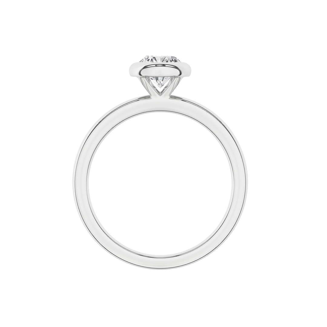 Bezel-Set Solitaire Ring (Oval) in 14K White Gold – Silvadi Jewelry Aurora CO
