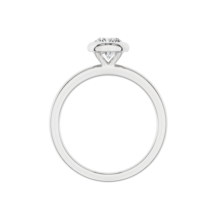 Bezel-Set Solitaire Ring (Oval) in 14K White Gold – Silvadi Jewelry Aurora CO