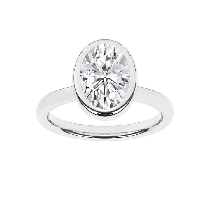 Bezel-Set Solitaire Ring (Oval) in 14K White Gold – Silvadi Jewelry Aurora CO