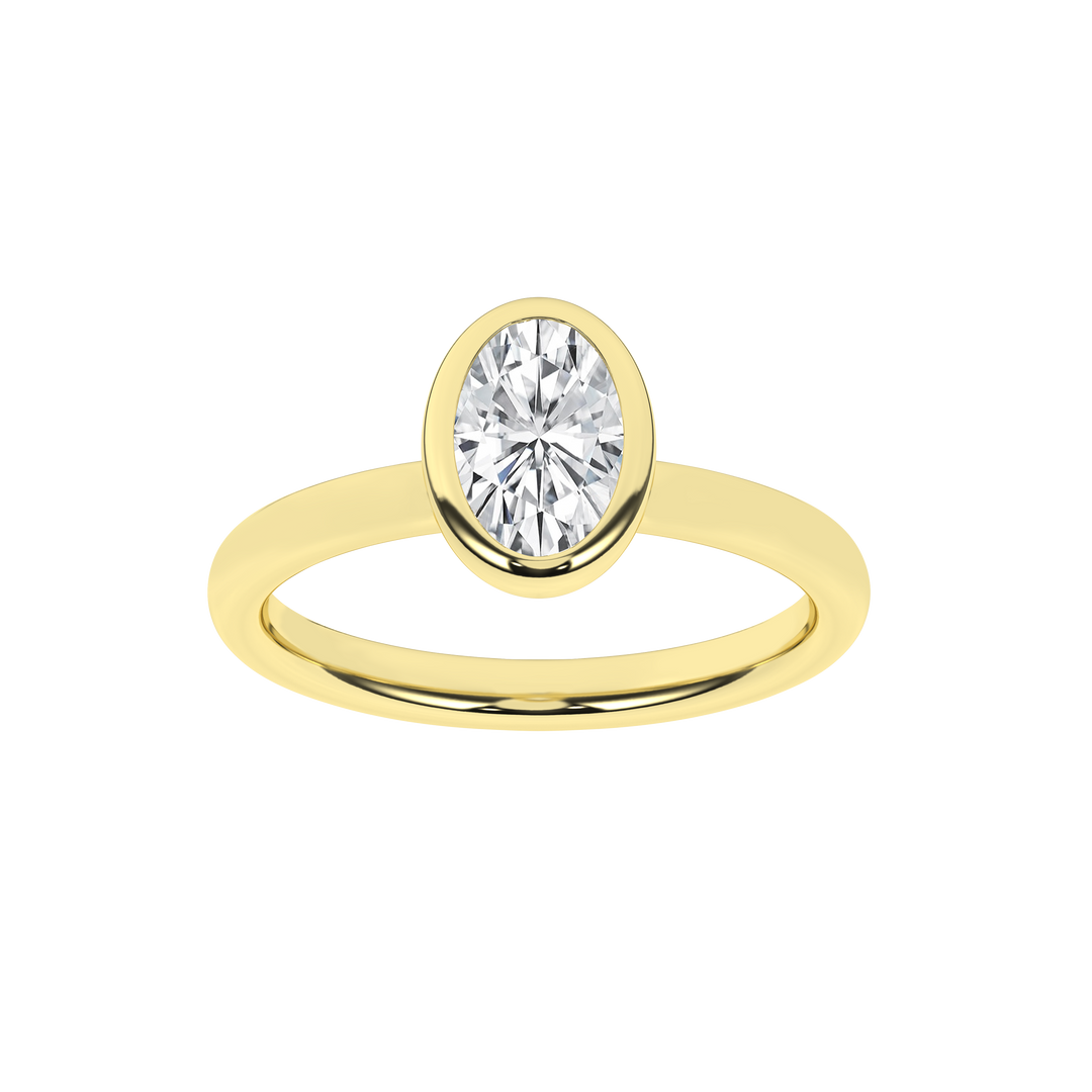 Bezel-Set Solitaire Ring (Oval) in 14K Yellow Gold – Silvadi Jewelry Aurora CO