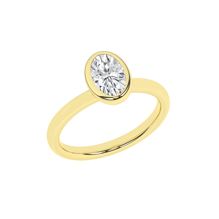 Bezel-Set Solitaire Ring (Oval) in 14K Yellow Gold – Silvadi Jewelry Aurora CO