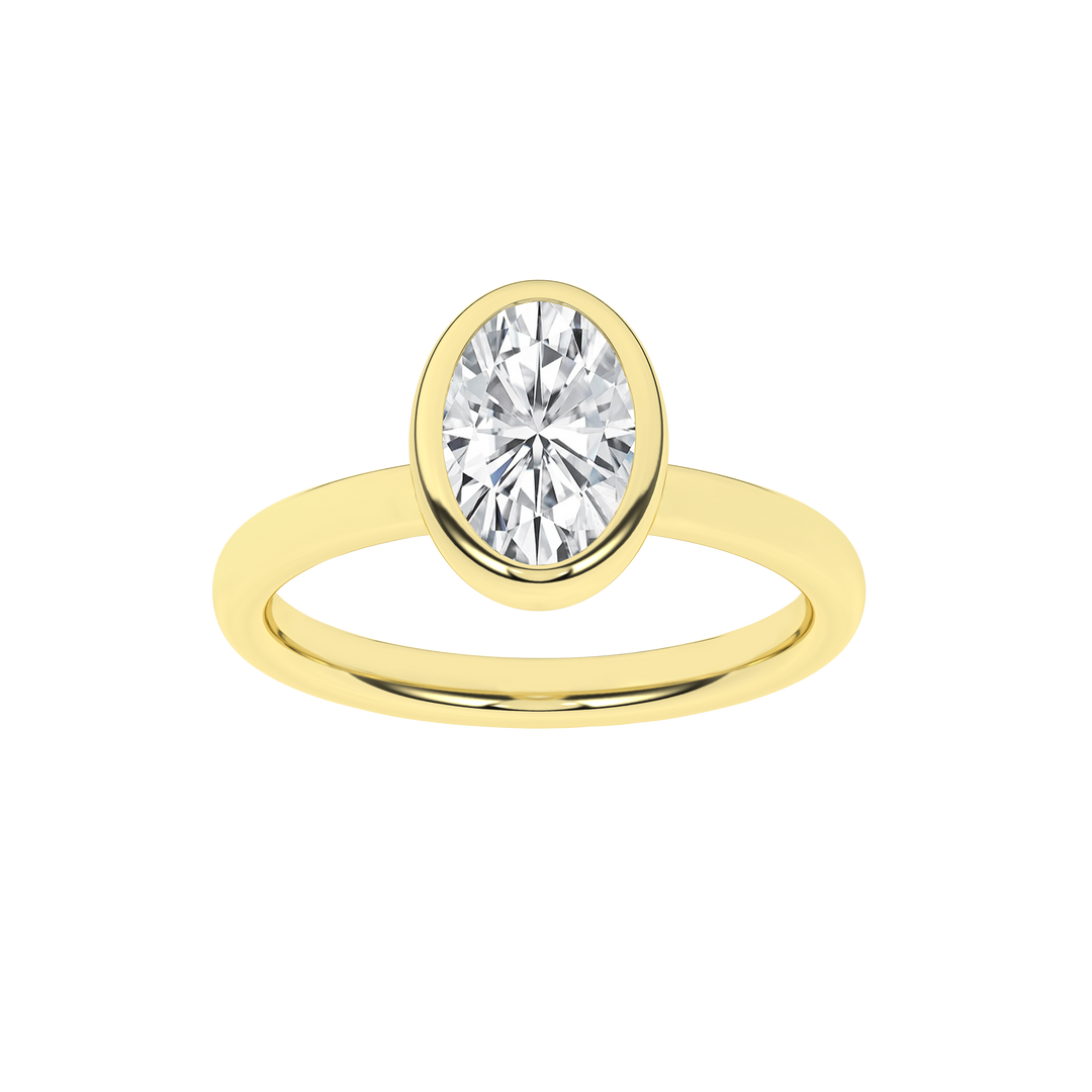 Bezel-Set Solitaire Ring (Oval) in 14K Yellow Gold – Silvadi Jewelry Aurora CO