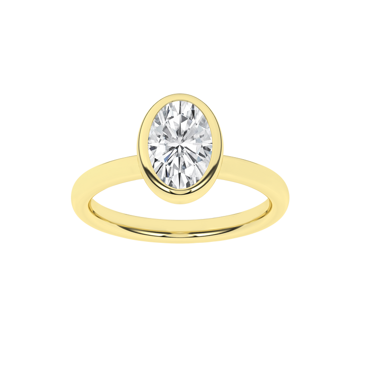Bezel-Set Solitaire Ring (Oval) in 14K Yellow Gold – Silvadi Jewelry Aurora CO